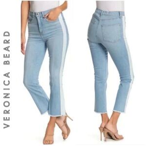 Veronica Beard .Carly kick flare high rise . 34. Jeans with white side Stripe.